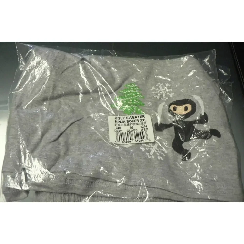 Ugly Stuff Holiday Supply Co. Men's Ninja‎ Cotton Boxers in Gray XX-Large